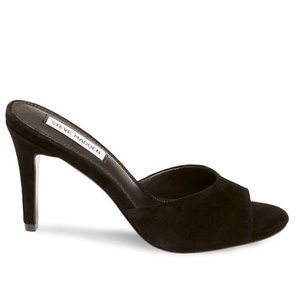 Steve Madden Erin BLACK SUEDE HEELED Slip On Sandals-Simple & Classic SZ 8.5